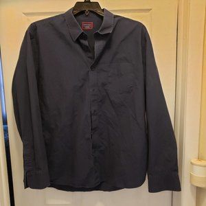 UnTuckit Mens Long Sleeve Shirt Dark Blue Label Size 2XL mismarked Large at best
